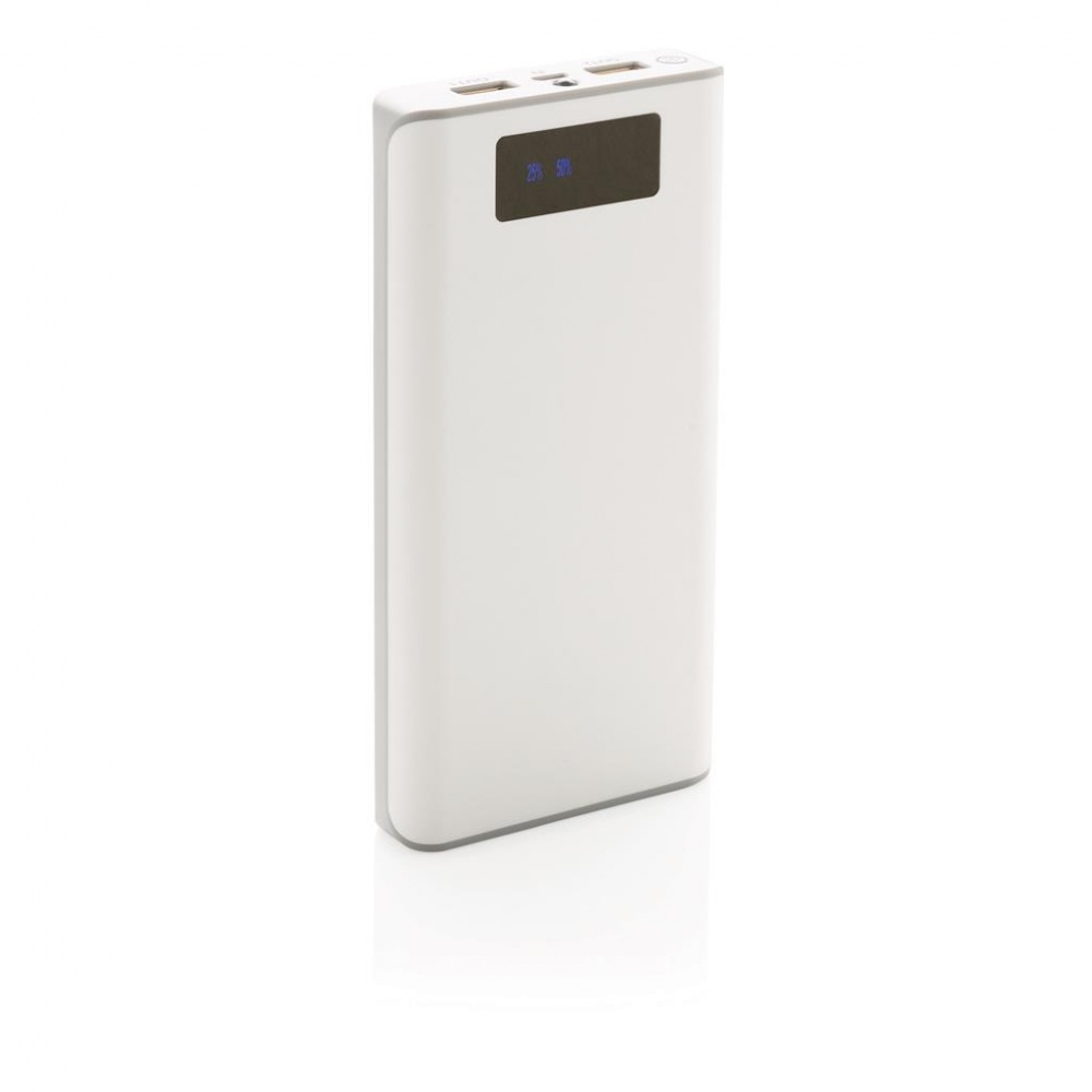 Logo trade promotional product photo of: 20.000 mAh powerbank with display, white