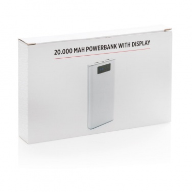 Logotrade promotional gift image of: 20.000 mAh powerbank with display, white