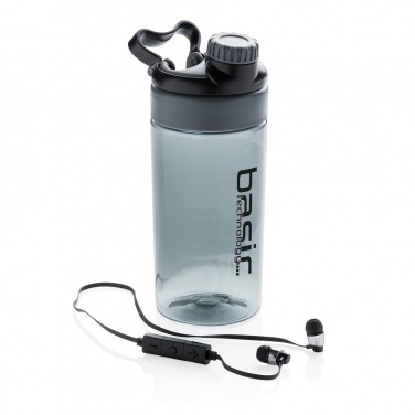 Logotrade promotional item picture of: Leakproof bottle with wireless earbuds, black
