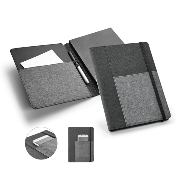Logo trade promotional merchandise image of: PESSOA Folder with notepad, Grey