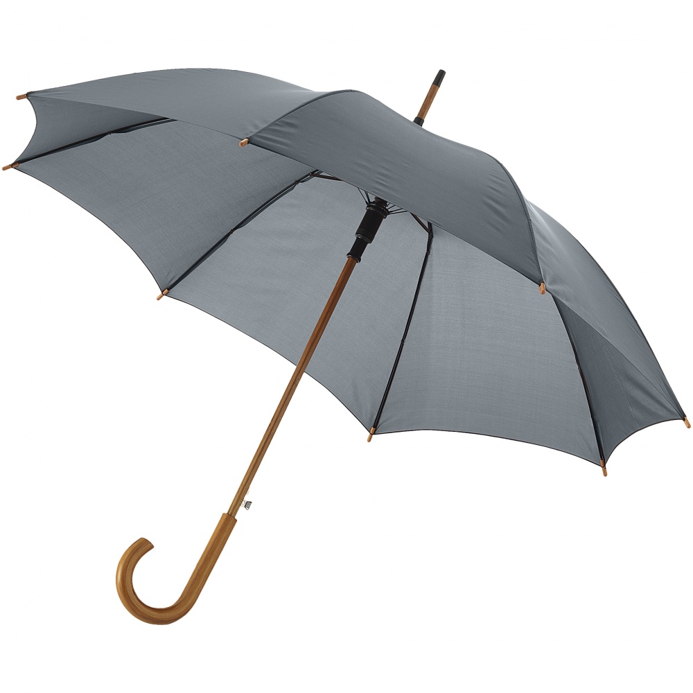 Logotrade promotional items photo of: Kyle 23" auto open umbrella wooden shaft and handle, grey