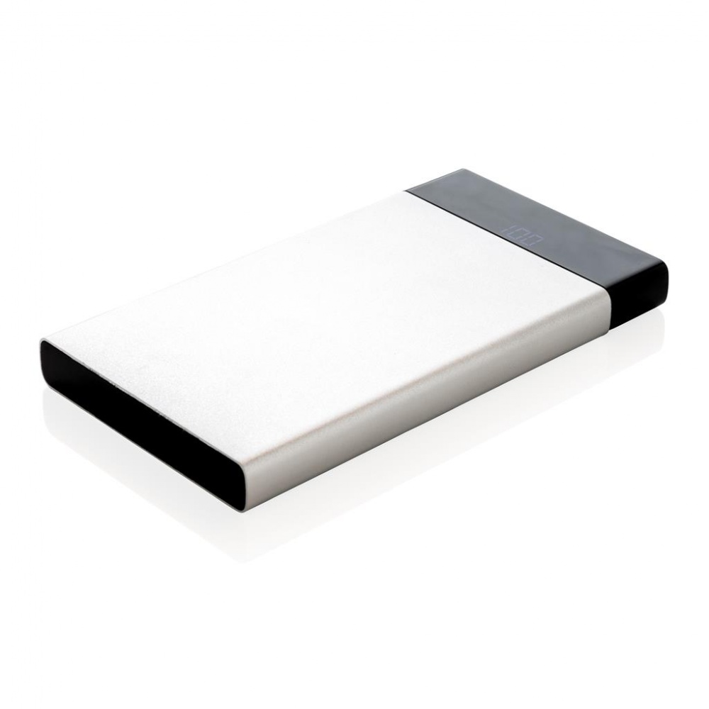 Logotrade promotional gift picture of: 6.000 mAh flat powerbank digital display, Silver