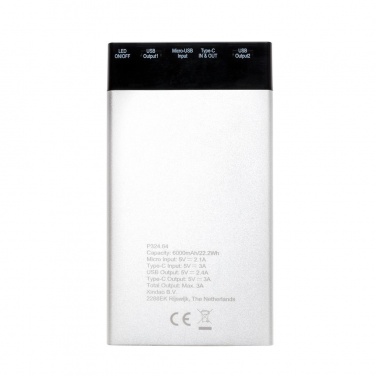 Logotrade advertising product image of: 6.000 mAh flat powerbank digital display, Silver