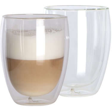 Logo trade corporate gifts picture of: Set of 2 double-walled cappuccino cups, transparent