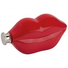 Lip shaped hip flask, deep red