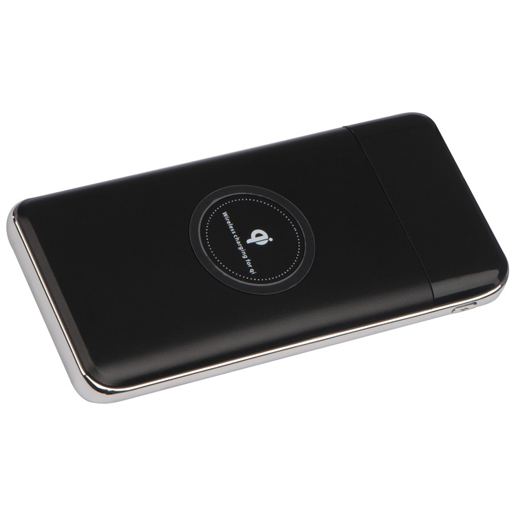 Logo trade advertising products picture of: Wireless powerbank - 8000 mAh, black