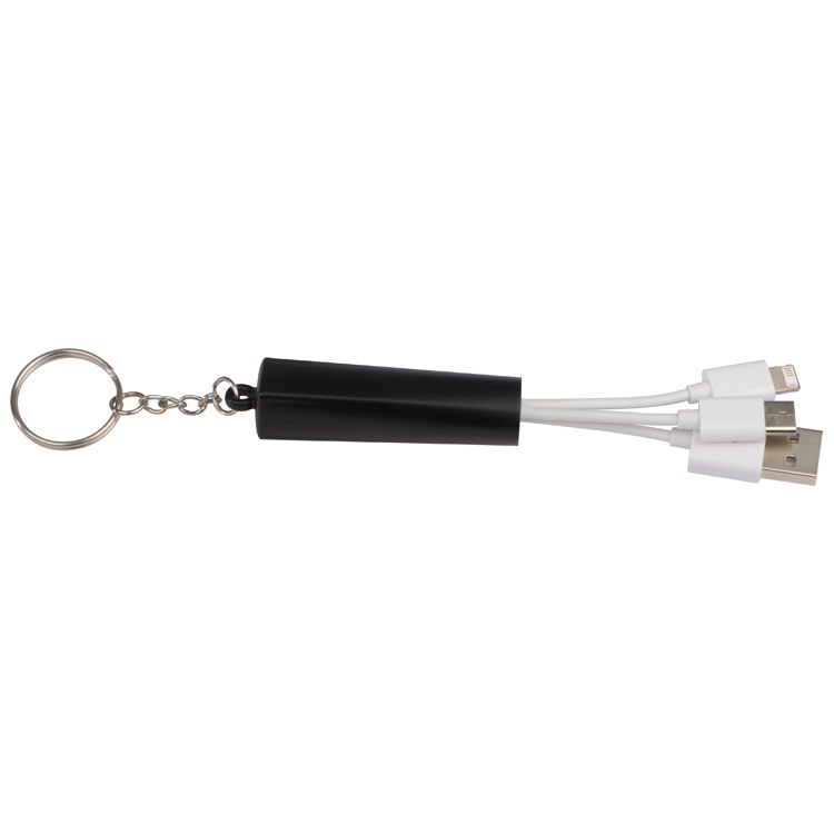 Logo trade advertising product photo of: Keychain with USB charging cable, black