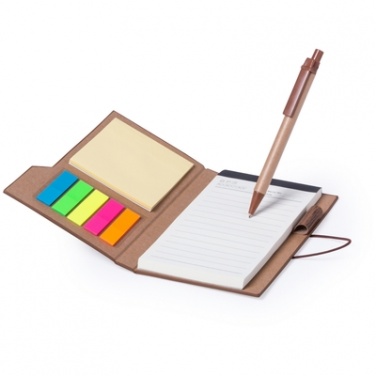Logotrade promotional products photo of: Memo holder, notebook A5, sticky notes, ball pen, brown