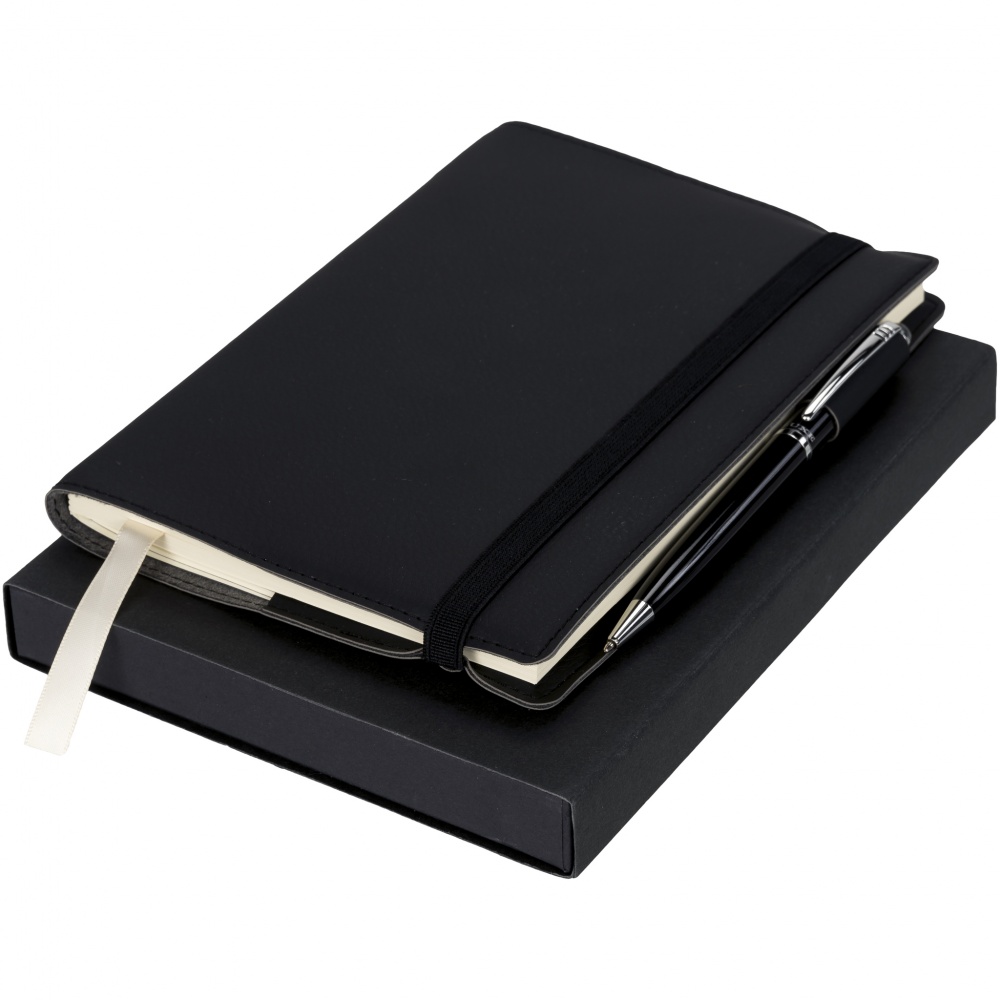 Logo trade business gifts image of: Notebook with Pen Gift Set, black