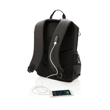 Logo trade promotional gifts image of: Lima 15" RFID & USB laptop backpack, black