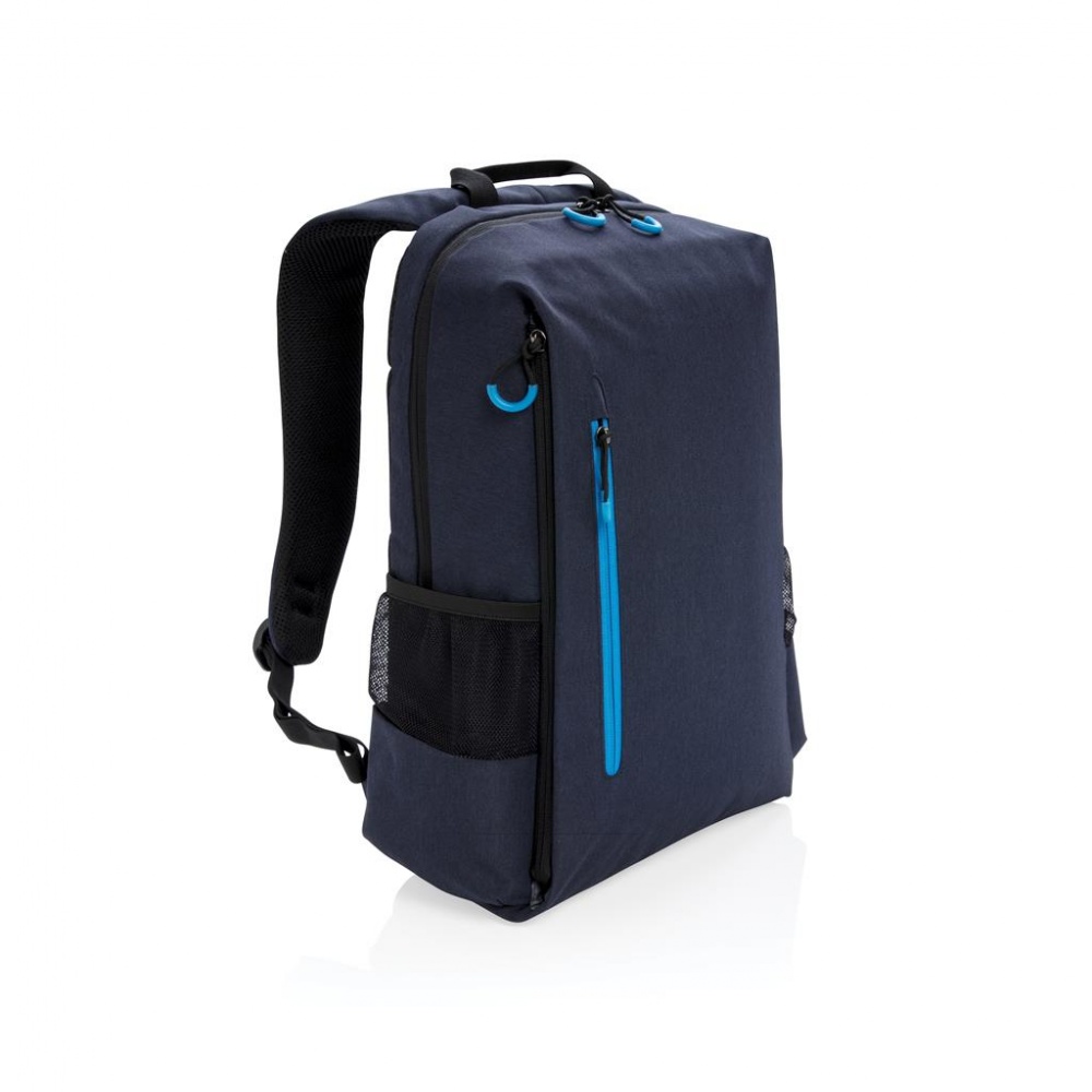Logo trade promotional gifts image of: Lima 15" RFID & USB laptop backpack, navy