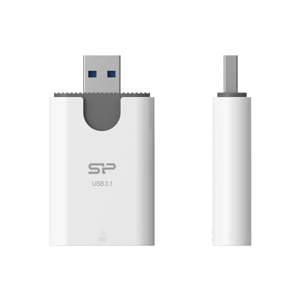 Logotrade promotional item image of: MicroSD and SD card reader Silicon Power Combo 3.1, White