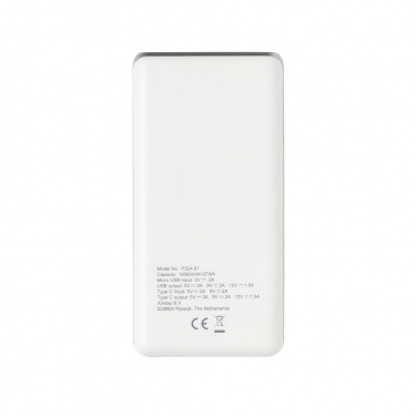 Logotrade promotional gift image of: Ultra fast 10.000 mAh powerbank with PD, white