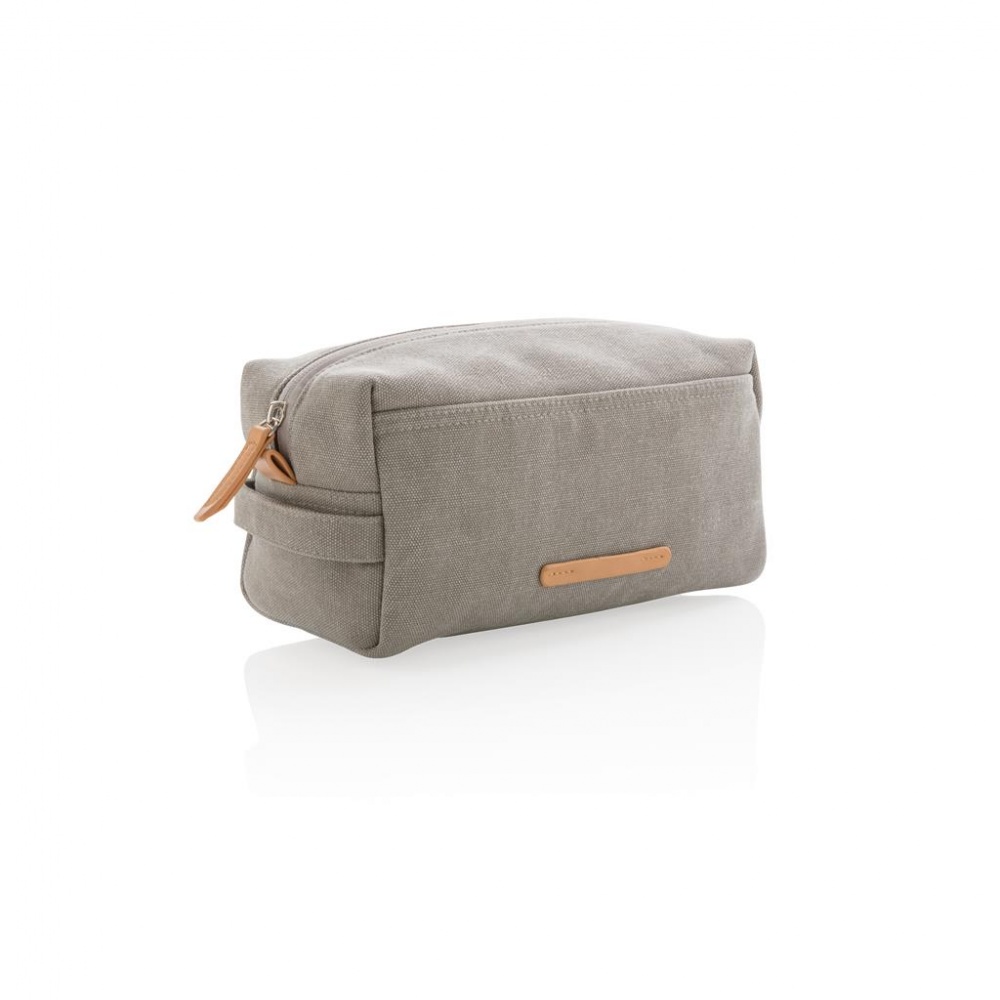 Logo trade promotional giveaway photo of: Canvas toiletry bag PVC free, grey