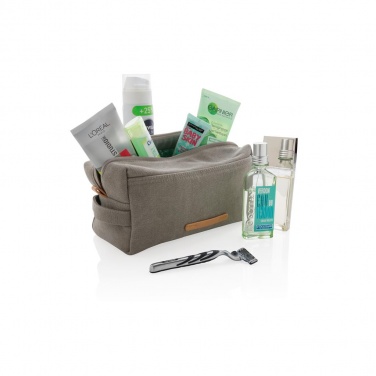 Logo trade advertising products image of: Canvas toiletry bag PVC free, grey