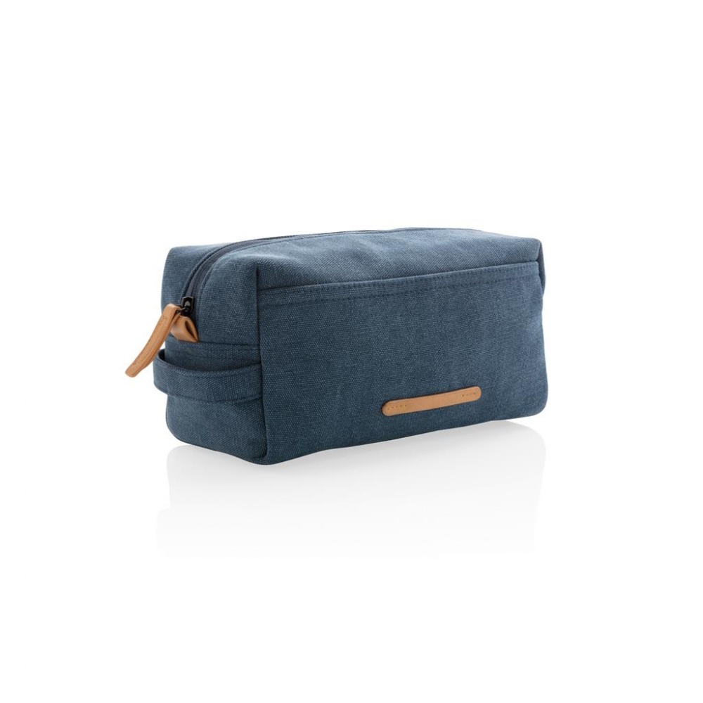 Logo trade promotional merchandise image of: Canvas toiletry bag PVC free, blue