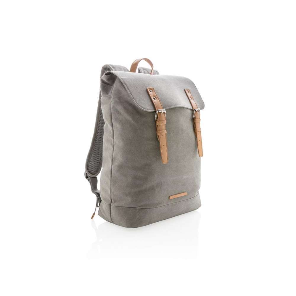 Logotrade business gift image of: Canvas laptop backpack PVC free, grey