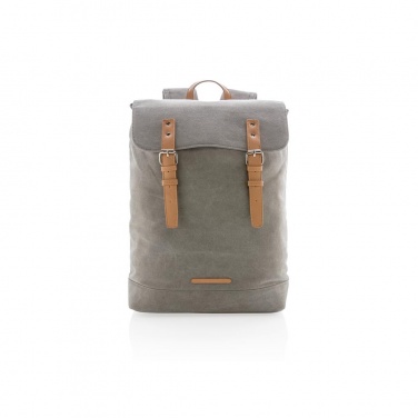 Logo trade business gift photo of: Canvas laptop backpack PVC free, grey