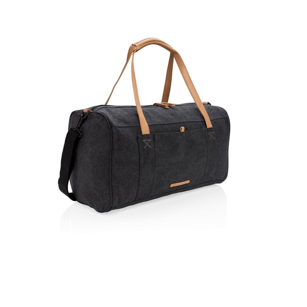 Logotrade promotional product image of: Canvas travel/weekendbag PVC free, black