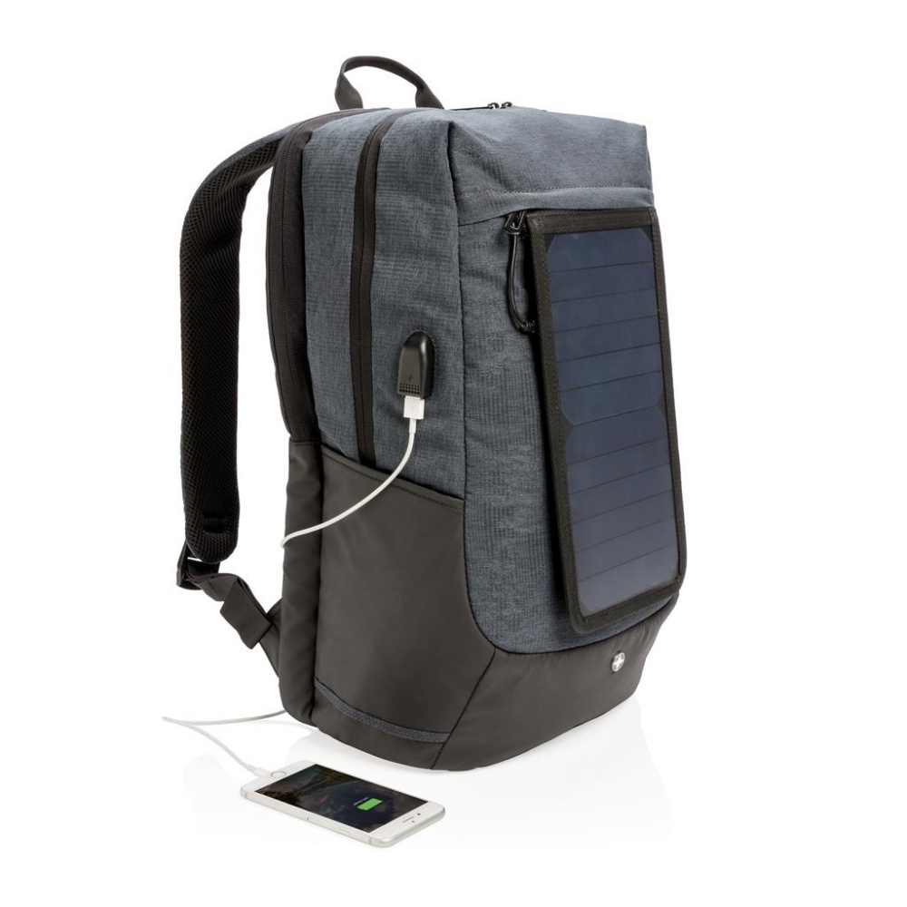 Logo trade advertising products picture of: Swiss Peak eclipse solar backpack, black