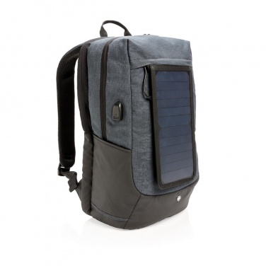 Logo trade promotional product photo of: Swiss Peak eclipse solar backpack, black