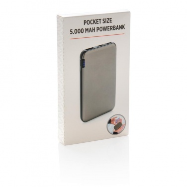 Logotrade promotional product image of: Pocket-size 5.000 mAh powerbank, grey