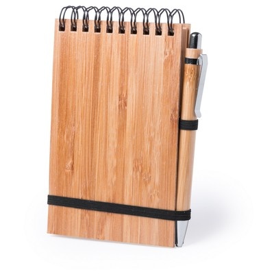 Logo trade promotional giveaways picture of: Bamboo notebook A6, ball pen, light brown