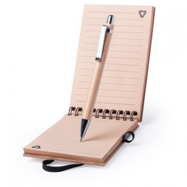 Logotrade promotional merchandise picture of: Bamboo notebook A6, ball pen, light brown