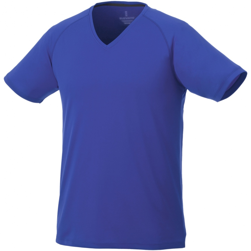 Logo trade promotional giveaways picture of: Amery men's cool fit v-neck shirt, blue
