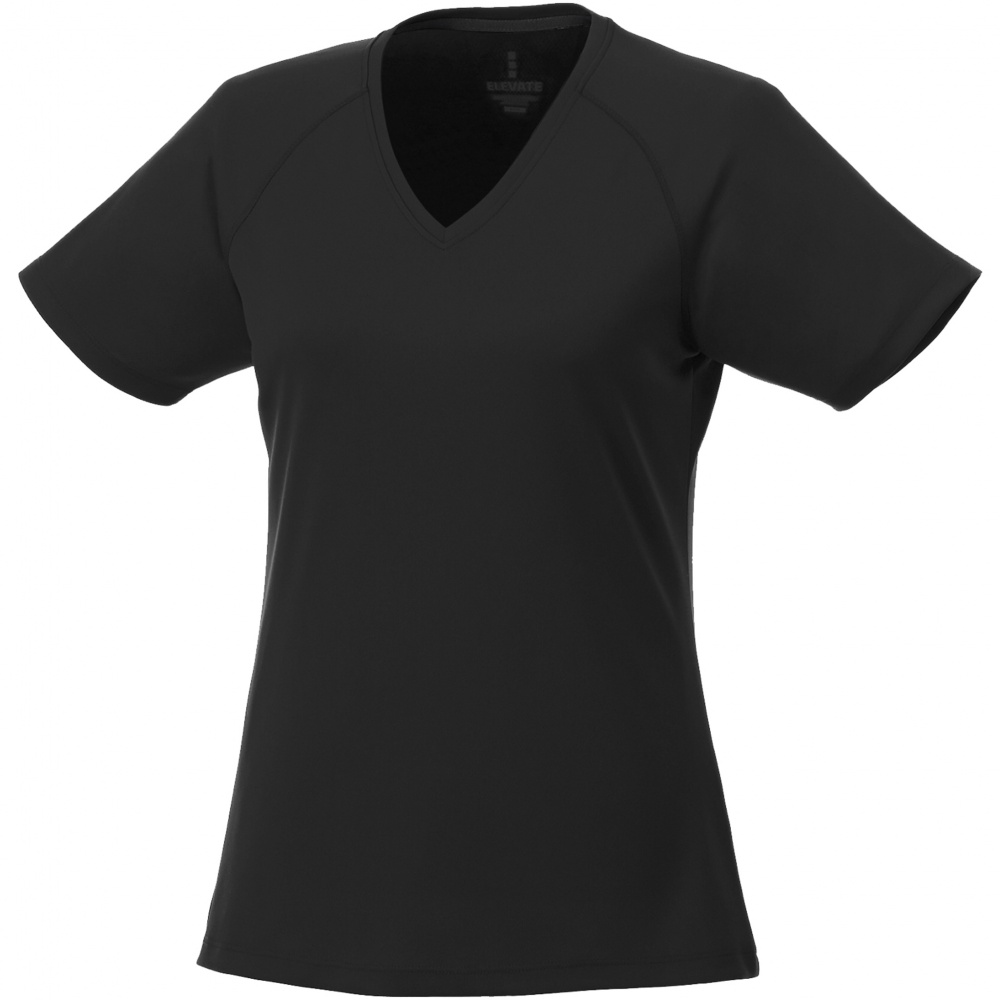 Logo trade promotional giveaways picture of: Amery women's cool fit v-neck shirt, solid black