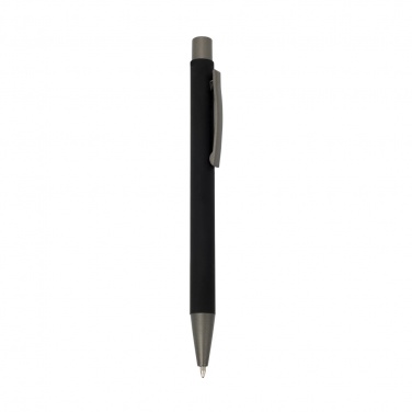 Logo trade promotional merchandise image of: Rubberized soft touch ball pen, black