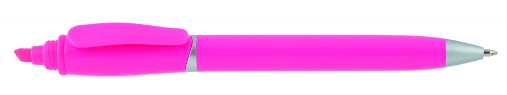 Logo trade advertising product photo of: Plastic ball pen with highlighter 2-in-1 GUARDA, Pink