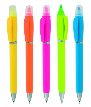 Logo trade advertising products picture of: Plastic ball pen with highlighter 2-in-1 GUARDA, Pink