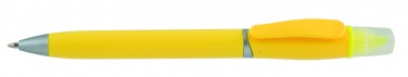Logo trade promotional merchandise picture of: Plastic ball pen with highlighter 2-in-1 GUARDA, Yellow