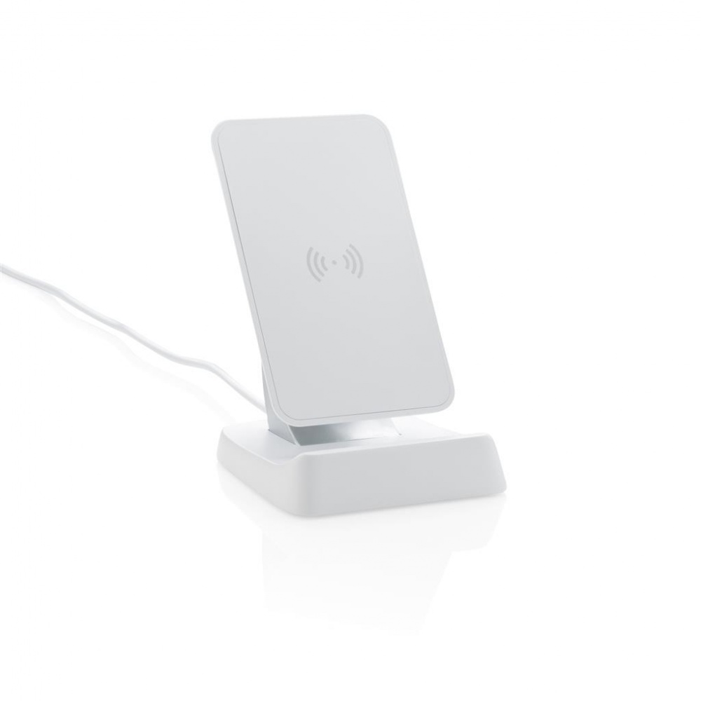 Logo trade promotional merchandise photo of: 10W Wireless fast charging stand, white