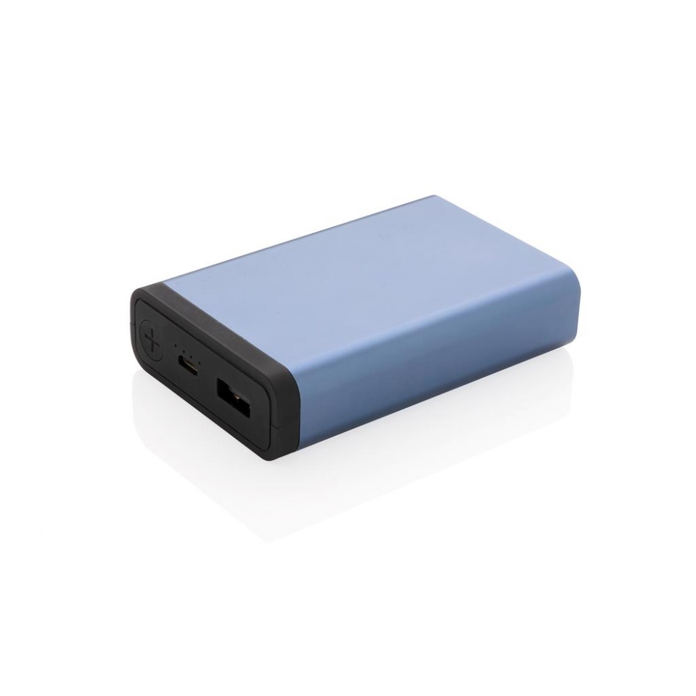 Logo trade promotional giveaways picture of: 10.000 mAh Aluminum pocket powerbank, blue