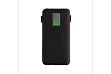 Logo trade promotional item photo of: 10.000 mAh powerbank with integrated cable, black