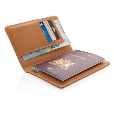 Logo trade business gift photo of: ECO Cork secure RFID passport cover, brown
