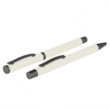 Logo trade advertising products image of: Writing set, ball pen and roller ball pen, white