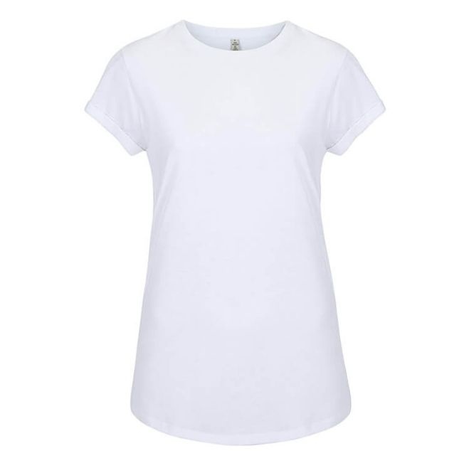 Logo trade promotional giveaway photo of: Salvage women´s rolled sleeve t-shirt, dove white