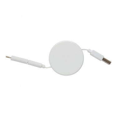 Logo trade promotional giveaways picture of: Ontario 3-in-1 retractable cable, white
