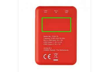 Logo trade promotional merchandise photo of: High Density 5.000 mAh Pocket Powerbank, red