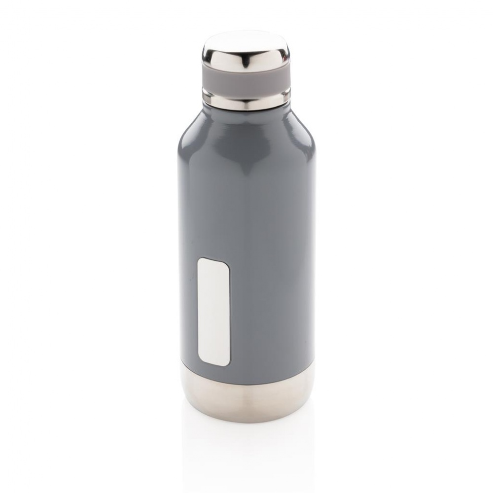 Logo trade corporate gifts image of: Leak proof vacuum bottle with logo plate, grey