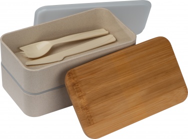 Logo trade promotional items picture of: 2-storey lunch box with cutlery and clasp, beige