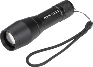 Logotrade promotional gift picture of: LED flashlight with 3 different light functions, Black/White