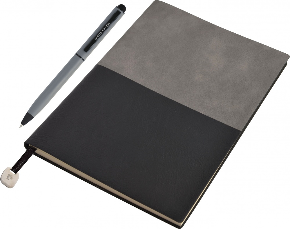 Logotrade promotional products photo of: Notepad A5 & ballpoint pen REPORTER Pierre Cardin, Grey