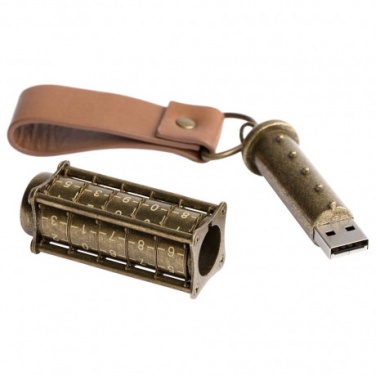 Logotrade promotional item image of: Cryptex, Antique Gold USB flash drive with combination lock 16 Gb