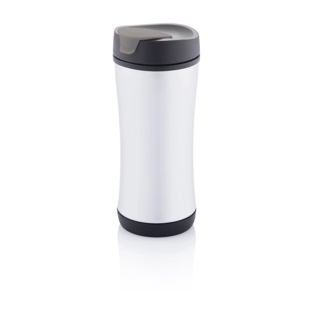 Logo trade promotional items image of: Boom mug, grey/black with personalized name and sleeve in a gift wrap