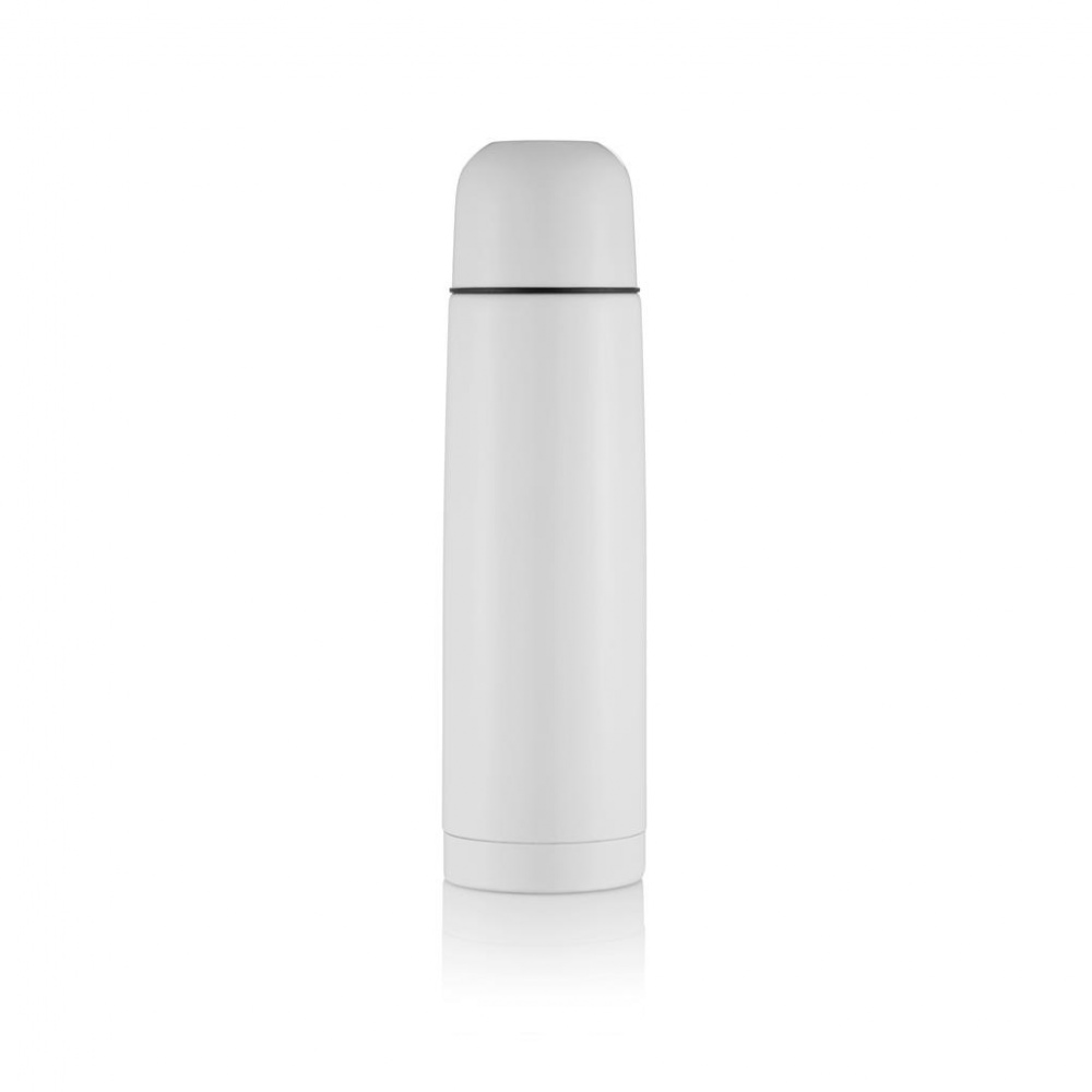 Logotrade promotional gift picture of: Stainless steel flask white with personalized name, sleeve, gift wrap
