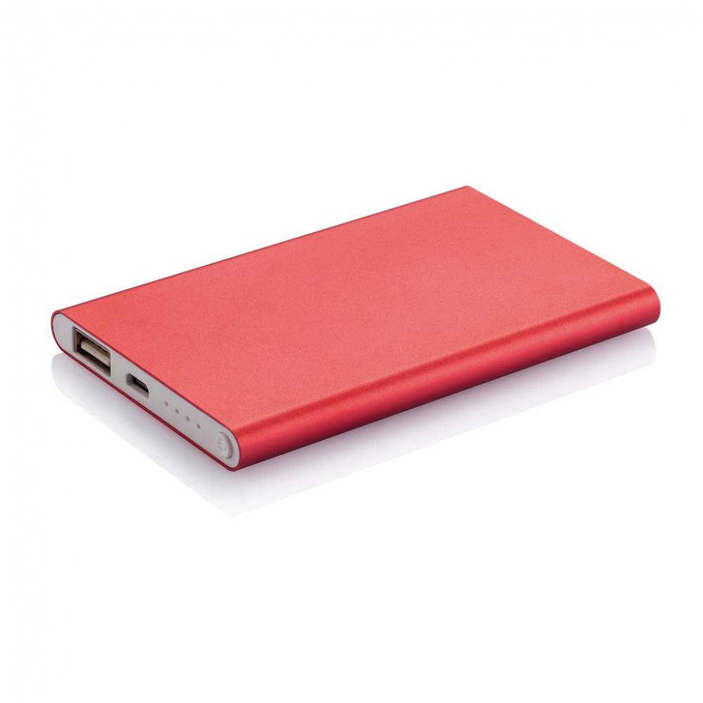 Logotrade business gift image of: 4000 mAh powerbank, red, with personalized name, sleeve and gift wrap